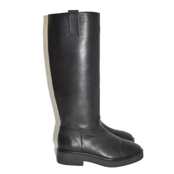 $900 STUART WEITZMAN Henley CAP TOE Knee-High Boot BLACK LEATHER 8.5 (PB32) - Picture 2 of 8